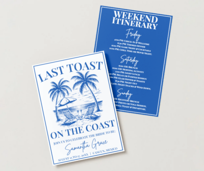 Last Toast on the Coast Bachelorette Invitation Template