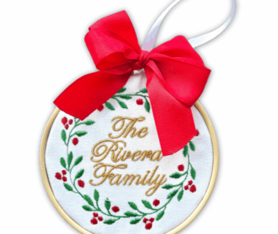 Embroidered Family Christmas Ornament 